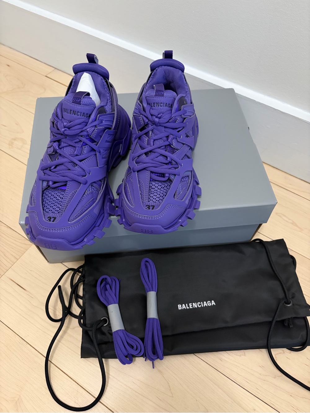 Balenciaga Track Sneakers Purple Size 37 NWT Chunky Runner $1,050 Retail